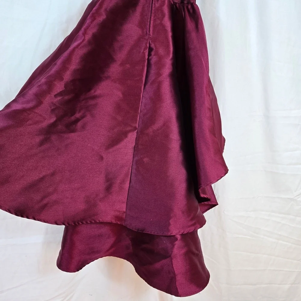 Love‎ Nickie Lew Girls Mikado Burgundy Tiered High-low Sleeveless Party Dress 7